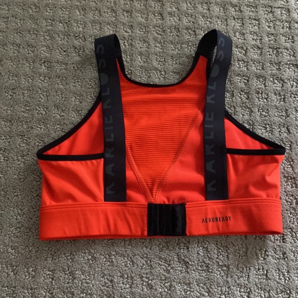 womens bright orange and black sports bra - Picture 2 of 3